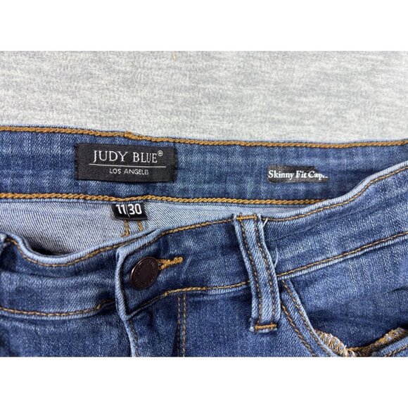 Judy Blue‎ Womens Skinny Fit Crop Jeans Size 11/30 Frayed Hem Stretch Denim - Picture 3 of 5